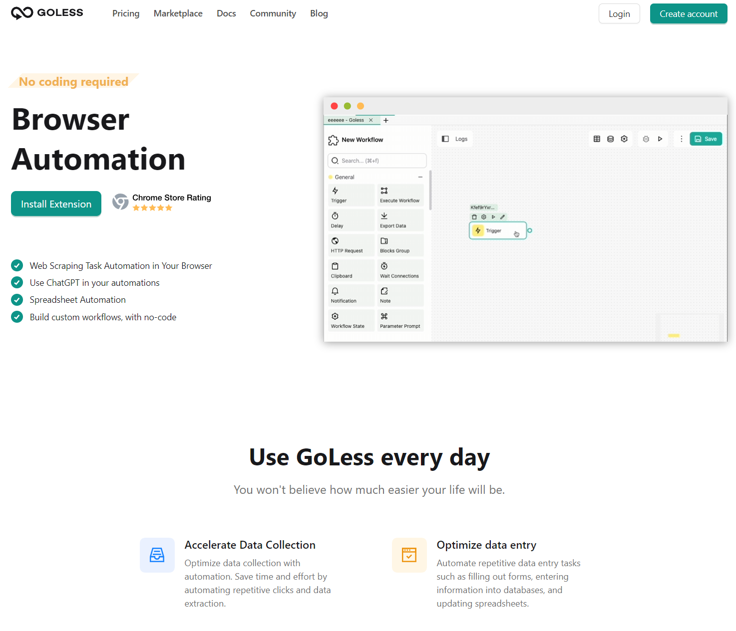GoLess: Browser Automation and Web Scraping with No-Code